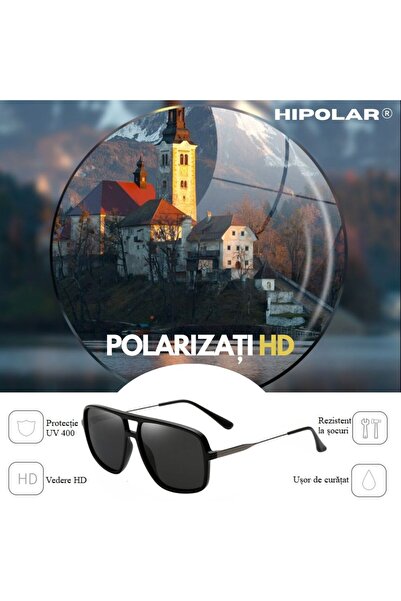 Hipolar Ochelari de Soare Polarizati, HIPOLAR, Rama TR + Metal, Lentila Neagra HD15, UV400