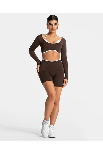 baim x Scrunch Безшевни бели спортни къси клинове с пуш-ъп принт