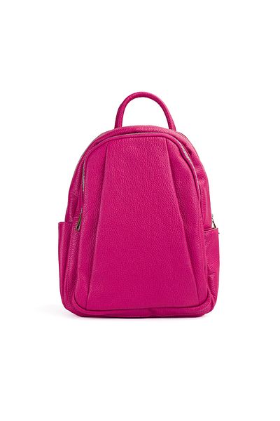Posete Fagaras Timeea Leather Backpack - Fuchsia, 2 Compartments, 6 Pockets