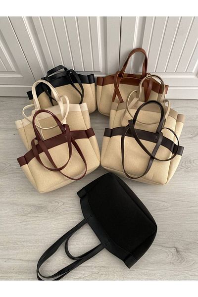 TABA BUTİK Women's Bag with Straw Leather Detail