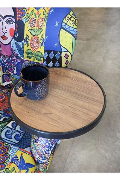 Weblonya Koltuk Yanı Sehpa Oval Yuvarlak Yan Sehpa 5096