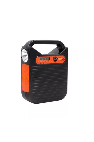 Soleil World Kit solar portabil, lanterna, USB/TF, Bluetooth si 3 becuri LED negru/portocaliu
