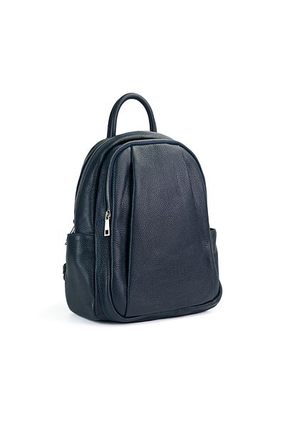 Posete Fagaras Timeea Leather Backpack - Navy Blue, 2 Compartments, 6 Pockets