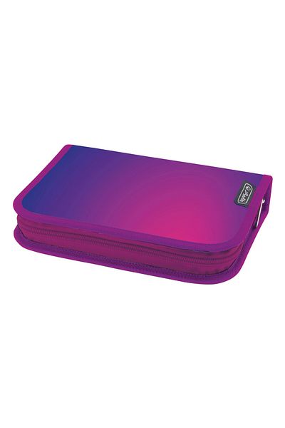 Herlitz Unequipped Pencil Case, 2 Flaps, Hidden Zipper, Textile Interior, 13.5x19.5x3 cm, Abstract Pink