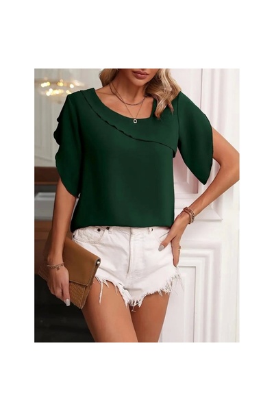 gl00my Stylish and Comfortable Women's Short Sleeve Blouse