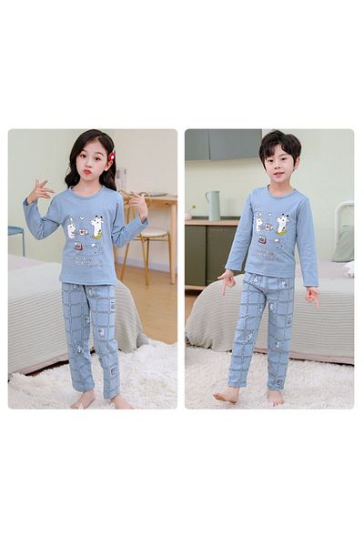 zzz sleep good sleeping !!! Pijama copii din doua piese, albastra, cu animalute