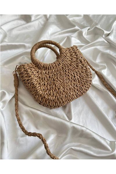TABA BUTİK Straw Women's Bag with Strap Detail