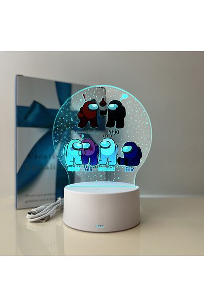 ILUMISHOP Lampa De Veghe LED, Among Us, 7 Culori, Alimentare USB sau 3 baterii AA