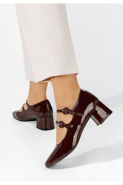 B T Shoes Anitra dark green thick-heeled shoes