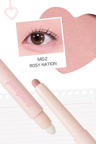 PERIPERA Easily Applied Pen Without Clumping Far Mood in Shade Eye Stick (M02 Rosy Nation)