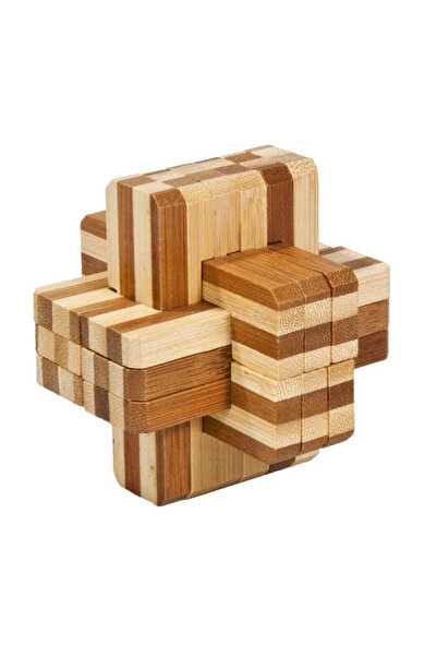 Fridolin Joc de logică IQ din lemn de bambus cu cruce bloc