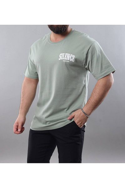 STOCX Men's Oversize T-Shirt – Large Back Print and Silence Text Detail