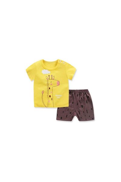 zzz sleep good sleeping !!! Summer pajamas for children, yellow-brown color, sleepy giraffe pattern