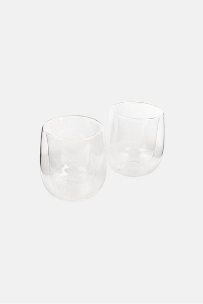 Cuisine Art 2 Pcs Borosilicate Double Wall Glass Cup 450 ml, Transparent
