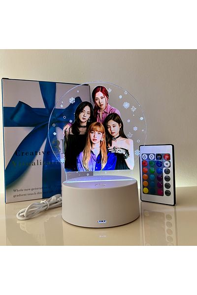 ILUMISHOP Lampa De Veghe LED, BlackPink, 16 Culori, cu telecomanda, Alimentare USB sau 3 baterii AA