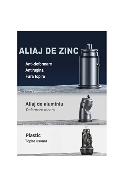 OEM Încărcător auto 18W cu port USB și USB-C, alb