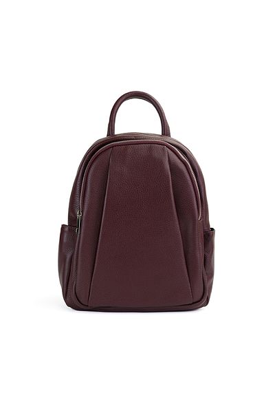 Posete Fagaras Timeea Leather Backpack - Burgundy, 2 Compartments, 6 Pockets