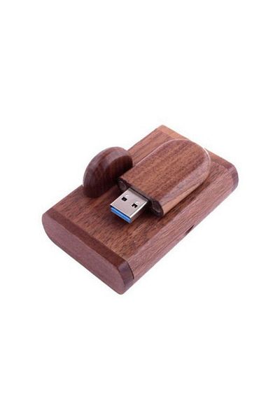 HB88 Cutie si Memorie Usb 3.0 64GB Lemn Model Oval Maro