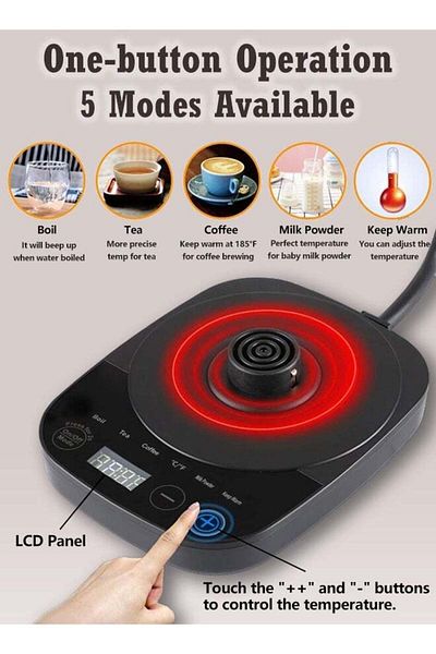 Saharaz 0.8L Electric Kettle, Stainless Steel,with 5 Modes,1000W,Temperature Precision,for Home,Office