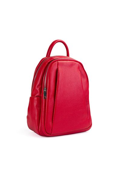 Posete Fagaras Timeea Leather Backpack - Red, 2 Compartments, 6 Pockets