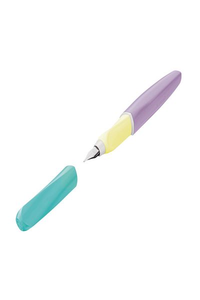 Pelikan Twist Color Blocking Light Fountain Pen, Medium Nib, Ergonomic Grip, 1 Large Cartridge, Box