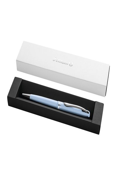 Pelikan Stilou Metal Jazz albastru pastel, cerneală albastră, vârf mediu, 4,5x2,4x18,3 cm, cutie cadou