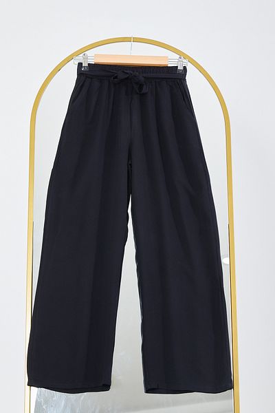 DPARİS Elastic Waist Relaxed Fit Loose Leg Casual Trousers