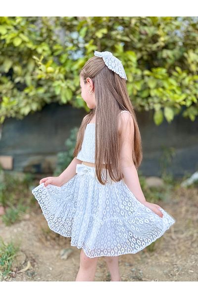 WON KIDS Lace Elastic Skirt Bluz Children's Set
