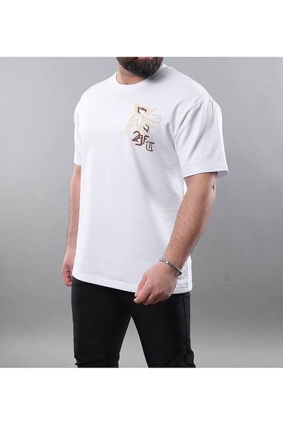 STOCX Men's Oversized T-Shirt – Floral Pattern Back Print and Graphic Front Detail