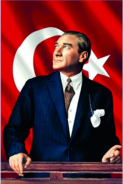 ATATÜRK BAYRAK POSTERİ - İÇ VE DIŞ MEKANA UYGUN ÖZEL KUMAŞ BASKILI