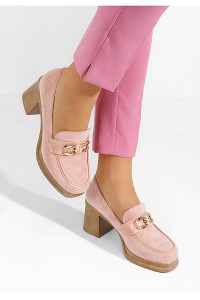 B T Shoes Lauritta pink heeled loafers