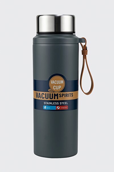 Evistro Stainless Steel Thermos Water Bottle 600ml Vacuum Lid Gray Imported P...