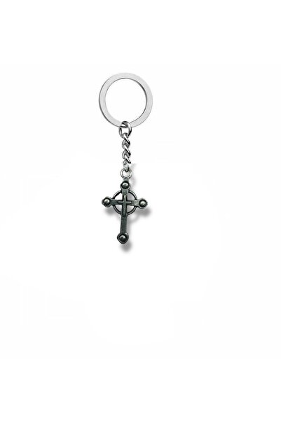 Herşey Nota Motif Cross Figured Metal Keychain – Gothic and Symbolic Accessory