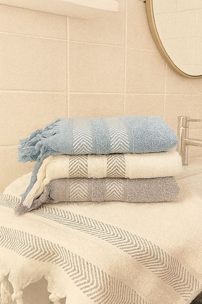 Bonny Home Set de prosoape pentru mâini și față Lora din 3 piese – 50x90 cm 100% bumbac, textura moale, tricotat cu franjuri