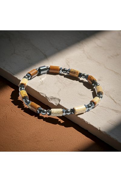 Perlavita The Power of the Earth and the Symbol of Balance: Brown Jasper & Hematite Bracelet