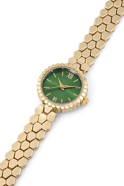 SPECTRUM PREMİUM Spectrum Minimal Case Round Dial Snakeskin Pattern Metal Band Women Wrist Watch