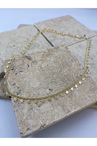 Byoz store Altın kaplama yıldız pullu plaka kadın kolye