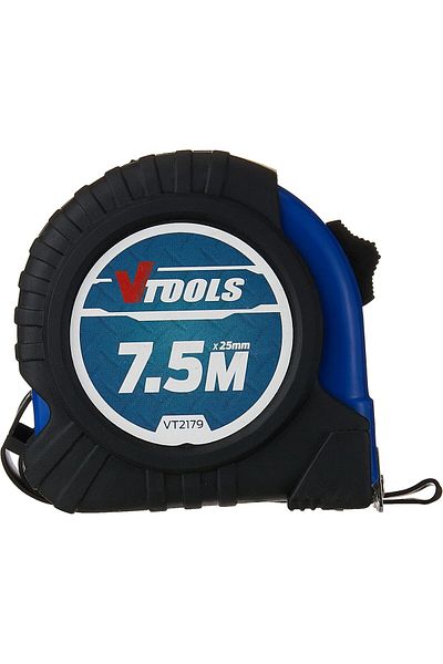 VTOOLS 7.5M Measuring Tape, Self-Lock, Magnetic Tip, Shock Absorbent Case, Easy to Read, VT2179