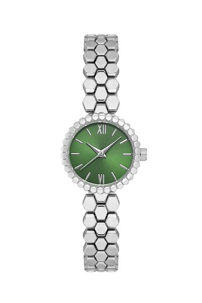 SPECTRUM PREMİUM Spectrum Minimal Case Round Dial Snakeskin Pattern Metal Band Women Wrist Watch