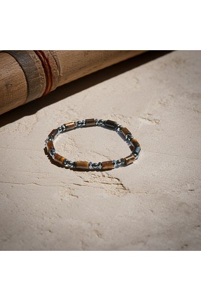Perlavita Burden of the Past - Karmic Cleansing and Trauma Releasing Bracelet (Hematite and Tiger Eye)