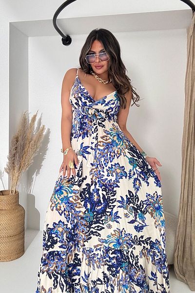 Sohotique By P Τρίγωνο Κύπελλο Λεπτομερές Maxi Φόρεμα Camel-Navy Blue