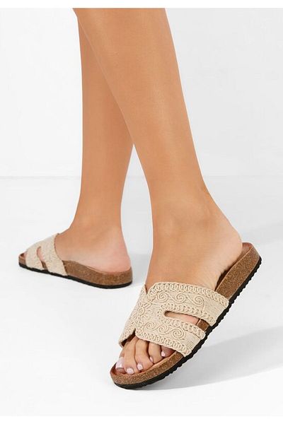 B T Shoes Estebana beige flat slippers