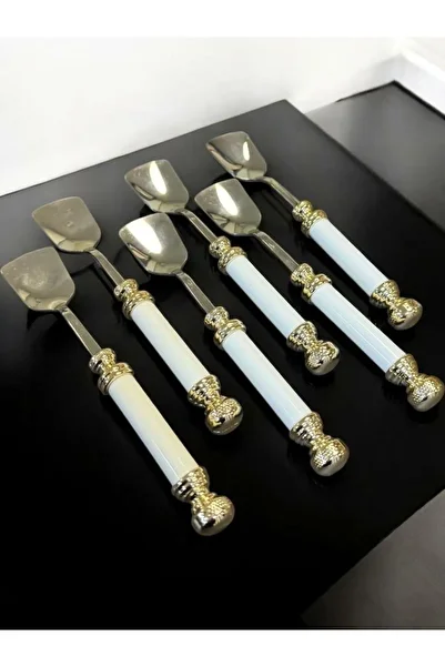 ROY KING Royking Porcelain Gold Handle Ice Cream Spoon Set of 6 Eym 103