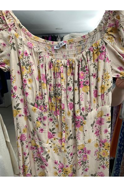 Yaren Moda Women's Cotton Viscose Floral Print Dress