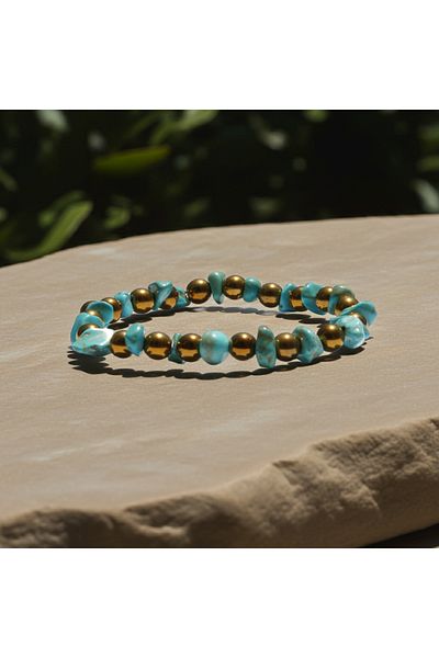 Perlavita Evil Eye Lock - Eye Cream and Evil Eye Protection Bracelet (Turquoise and Golden Yellow Hematite)
