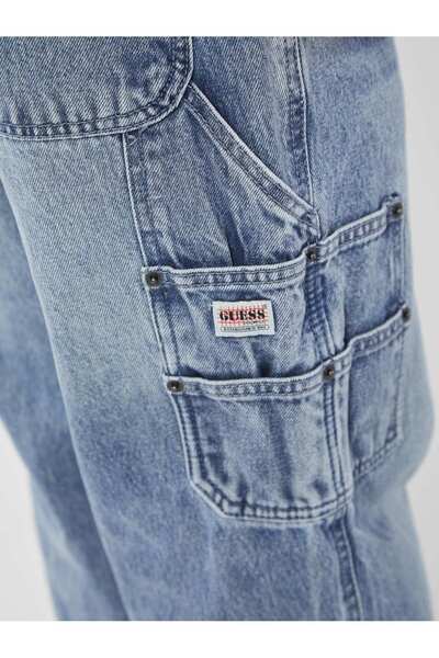 Guess Normal Bel Bol Paça Regular Fit Mavi Kadın Denim Pantolon GO DENIM CARPENTER P - RUFUS RG IND