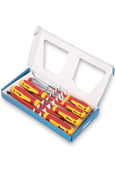 VTOOLS 7-Piece Insulated Screwdriver Set, VDE 1000V, Magnetic, Ergonomic Grip, Flat & Phillips