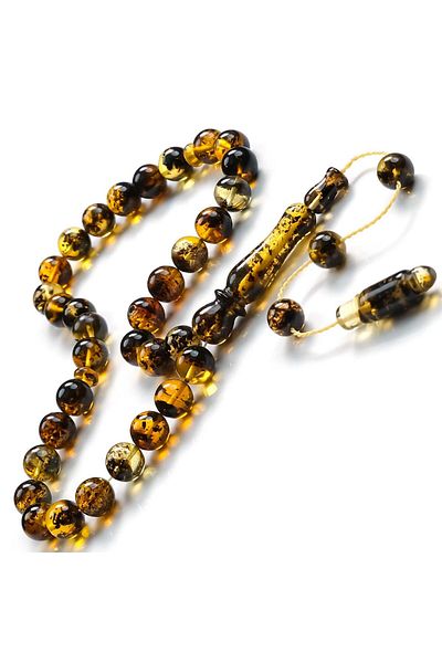 TESBİHCİBABA Fossil Drop Amber Prayer Beads with Unique Artifact System