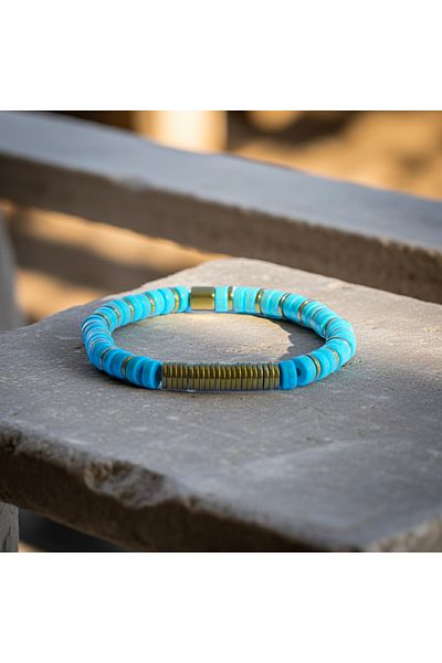 Perlavita Evil Eye Lock - Eye Cream and Evil Eye Protection Bracelet (Turquoise and Yellow Hematite)