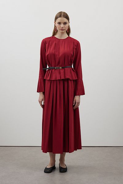 FUSHYA Pile Detailed Belted Linen Double Suit